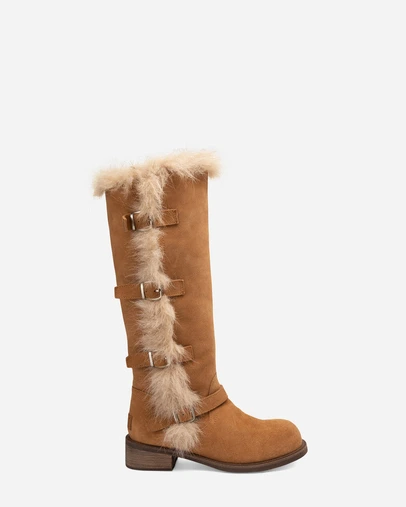 Ozwear Connection Uggs - UGG Fur Trim Buckle Long Boot