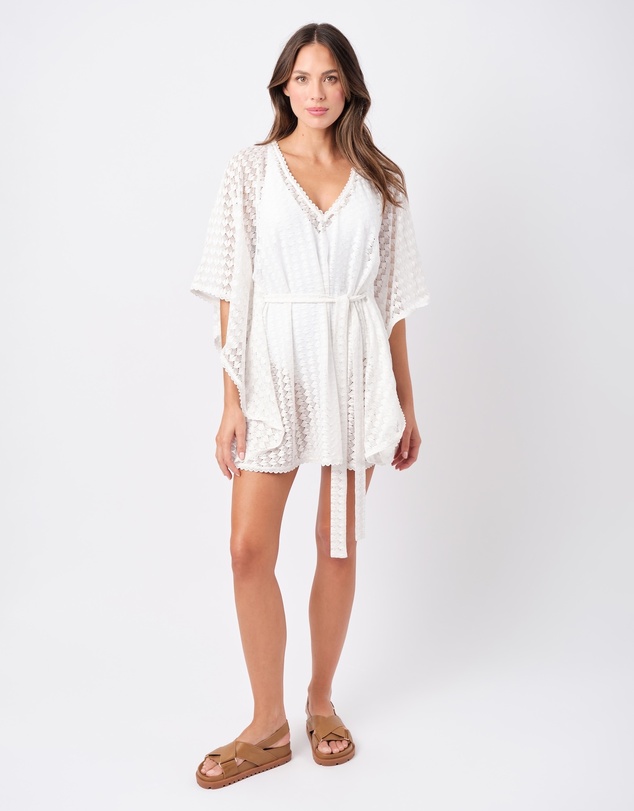 UNE PIECE - Scalloped Lace V-Neck Mini Kaftan