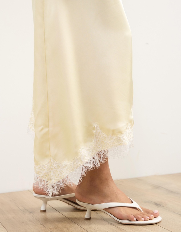 Atmos&Here - Quinn Satin Midi Dress With Lace Trim