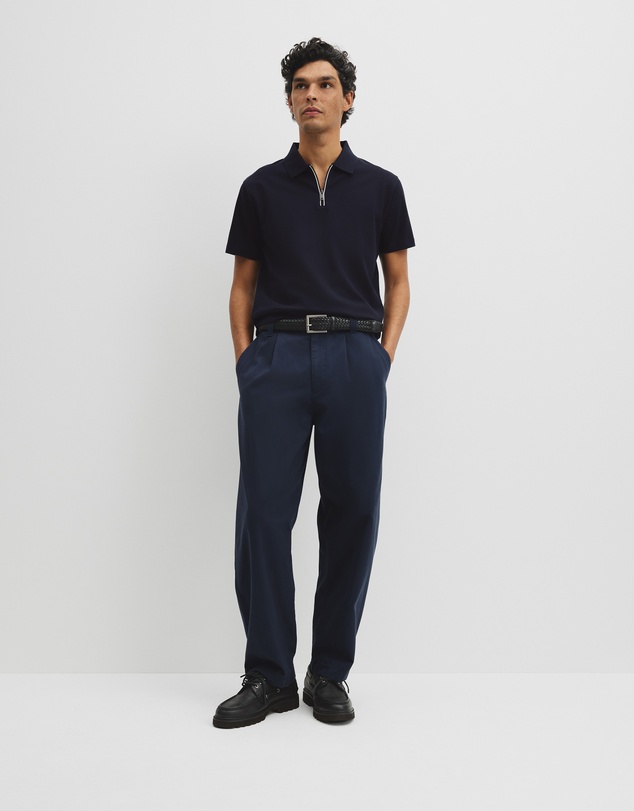 Country Road - Merculalised Cotton Pique Zip Polo
