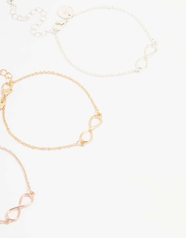 Lovisa - Mixed Metals Infinity Bracelets 3-Pack