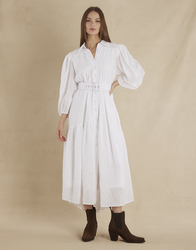 Amelius - Poeta Ramie Pintuck Belted Dress