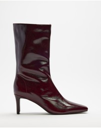 AERE - Anais Square Toe Heeled Leather Ankle Boots