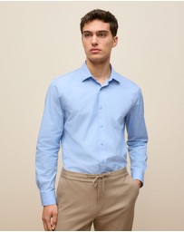 Trenery - Tailored Fit Cotton Poplin Shirt in Duck Egg Blue