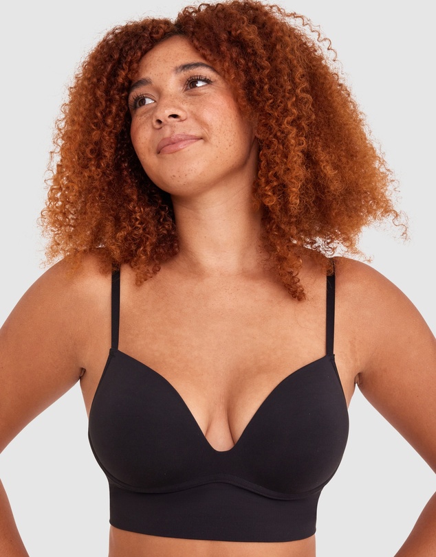 Bras N Things - Base Layers Long Line Push Up Bra - Black