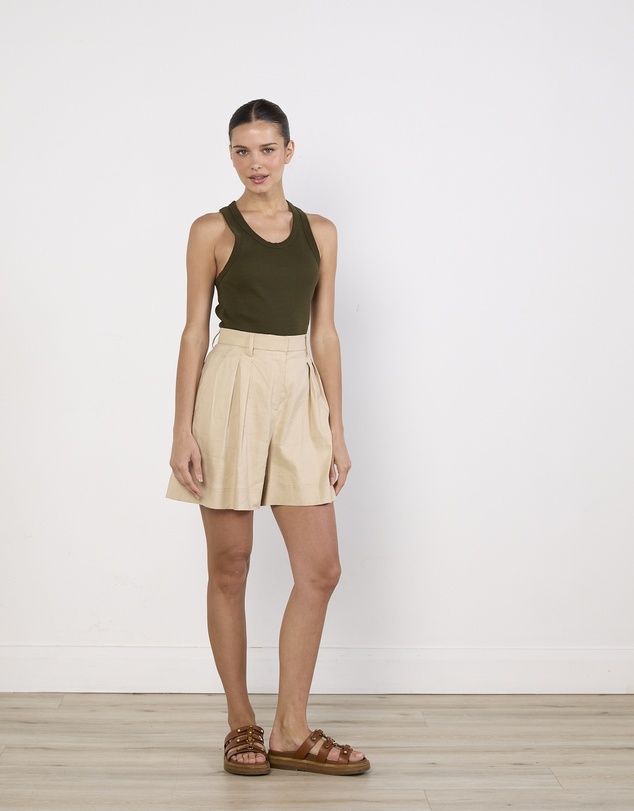 Cirkular - Pre-Loved - Bassike Army Green Ribbed Tank