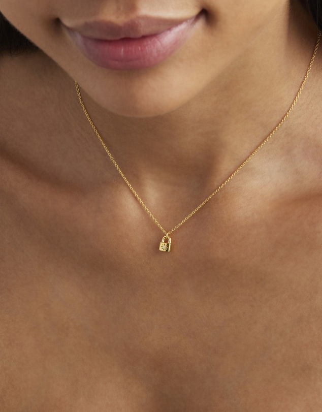 By Charlotte - Crystal Lotus Padlock Necklace