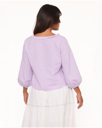 Petal & Pup - Fainche Front Tie Top - Lilac Gingham