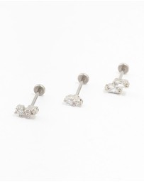 Lovisa - Surgical Steel Double Baguette Flat Backs 3-Pack