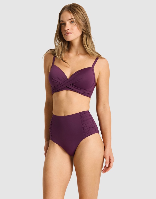 Sea Level - Essentials Edit High Waist Gathered Side Pant Claret