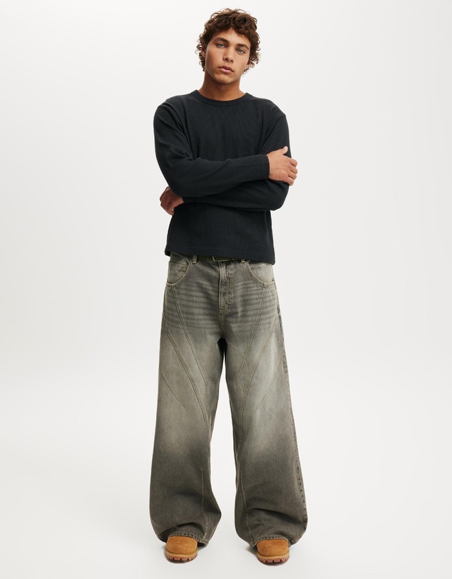 Cotton On - Cropped Fit Textured Long Sleeve T-Shirt