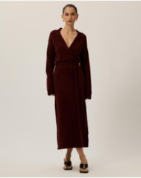 Tussah - Ella Knitted Wrap Front Long Sleeve Midi Dress