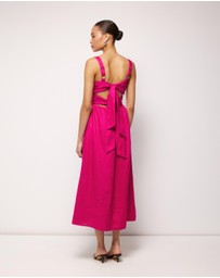 AERE - Raina Tie Back Linen Midi Dress