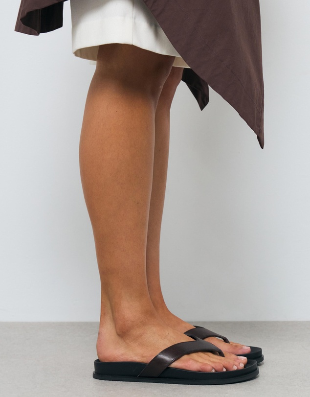 AERE - Leather Footbed Thongs - Women's