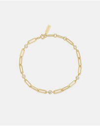 Ania Haie - Gold Bezel Station Paper Clip Chain Bracelet