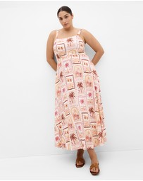 City Chic - Collins Postcard Print Maxi Dress