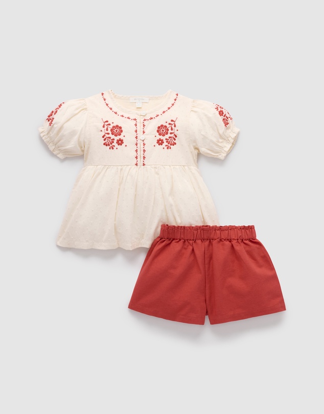 Purebaby - Embroidered Set -Kids-Babies