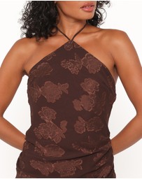 Petal & Pup - Remy Halterneck Maxi Dress - Brown