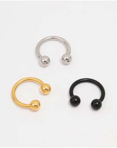 Lovisa - Mixed Surgical Steel Circular Barbell 3-Pack