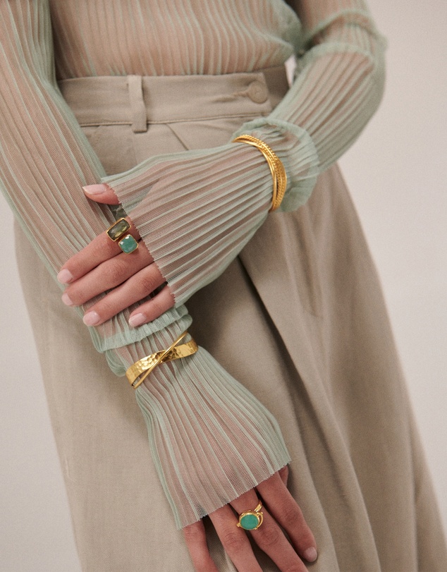 Ottoman Hands - Evenness Hammered Gold Bangle Bracelet