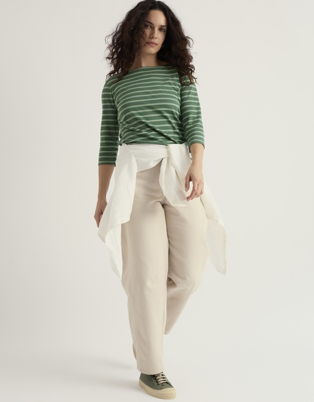 Seasalt - Seasalt Cornwall Green Sailor 3/4 Sleeve Top Jersey