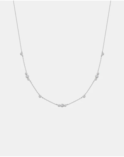 Ania Haie - Ania Haie Silver Sparkling Bezel Cubic Zirconia Station Necklace