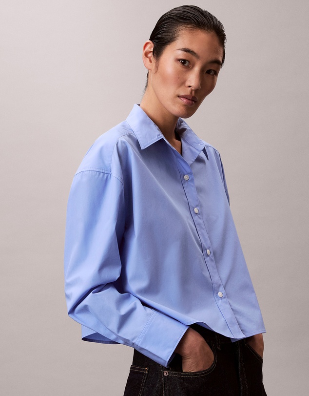 Calvin Klein - Poplin Relaxed Cropped Button-Down Shirt