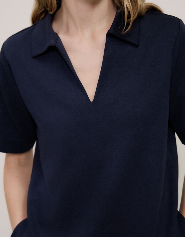 Trenery - Modal Cotton Collared T-shirt in Night Sky