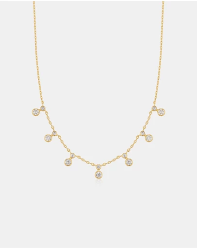 Ania Haie - Gold Graduated Bezel Round Drop Station Necklace