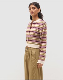 MON RENN - Orchid Stripe Cardigan