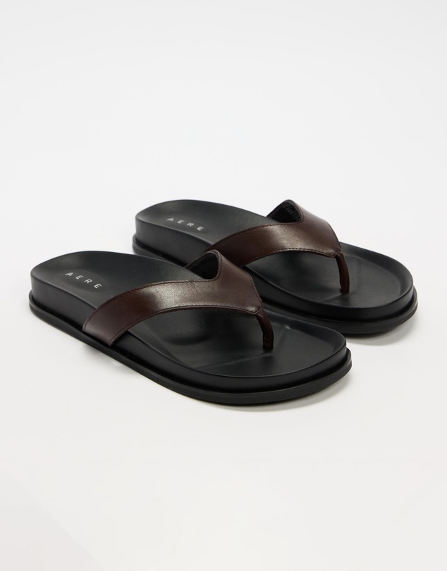 AERE - Leather Footbed Thongs - Women's