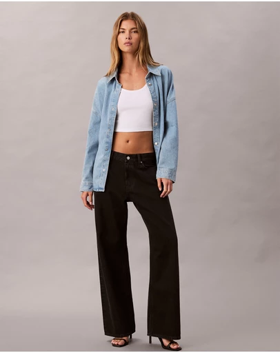 Calvin Klein Jeans - Linen Blend Denim Relaxed Button-Down Shirt