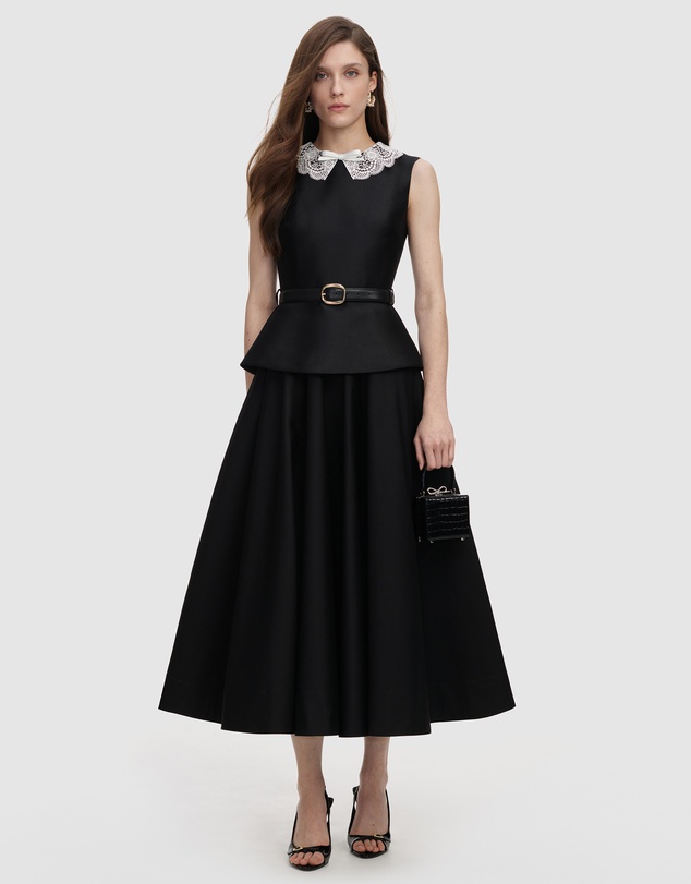 Self Portrait - Taffeta Peplum Midi Dress