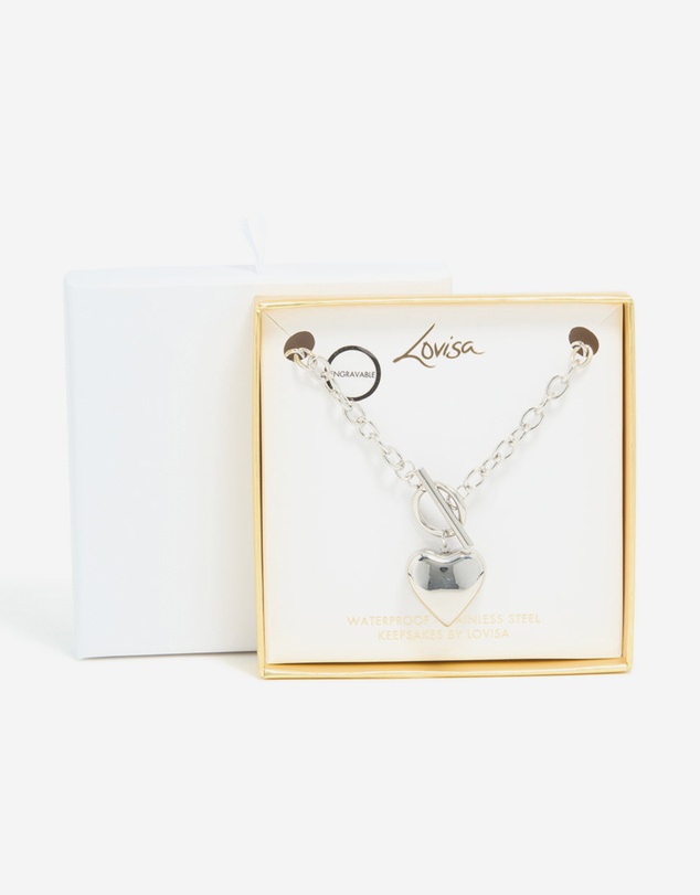 Lovisa - Waterproof Stainless Steel Chunky Heart T & O Necklace