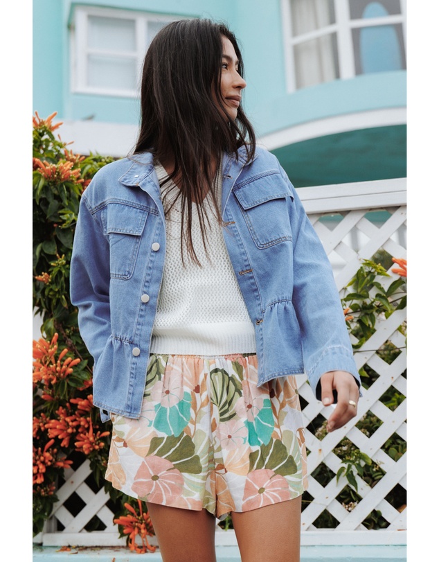 Petal & Pup - Darna Peplum Denim Jacket - Medium Wash