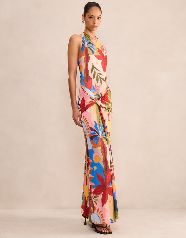 Forever New - Abby Printed Halter Neck Mesh Maxi Dress