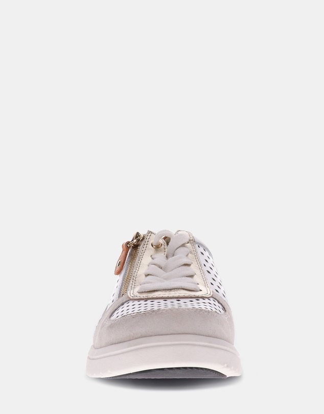 Mia Vita - Baxley Zip Casual Sneaker - White/Apricot