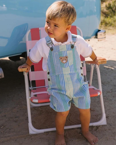Huxbaby - Beach Club Hux Variegated Stripe Shortalls - Babies-Kids