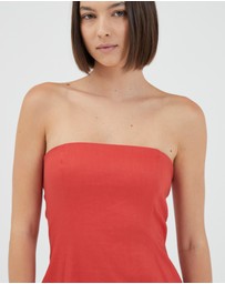 Third Form - Flame Linen Strapless Dress