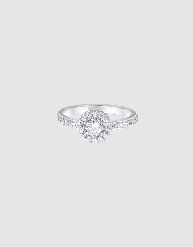 Elli Jewelry - Zirconia Solitaire Engagement Ring in 925 Silver