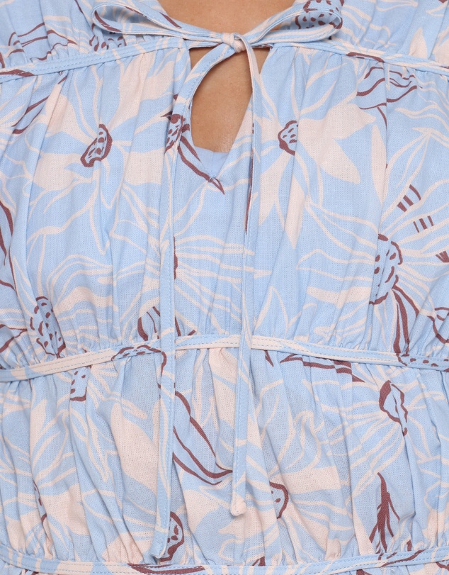 Petal & Pup - Germaine Ruched Top - Blue Flannel Floral