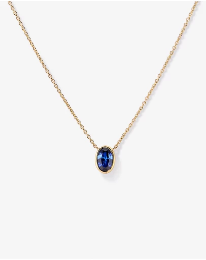 Michael Hill - Oval Blue Created Sapphire Bezel Necklace in 10kt Yellow Gold