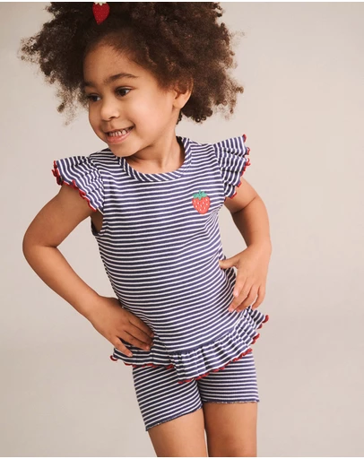 Huxbaby - Stripe Rib Peplum Tee - Babies-Kids