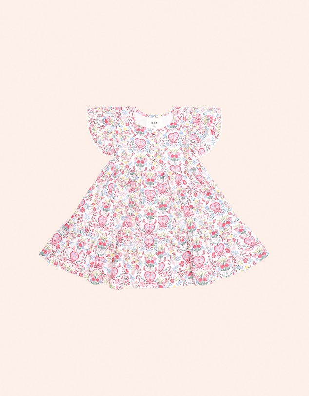Huxbaby - Scallop Floral Tiered Dress - Babies-Teens