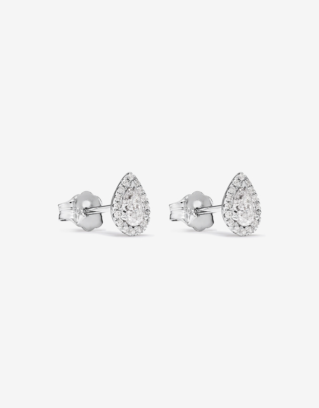 Michael Hill - 0.45 Carat TW Pear Diamond Halo Stud Earrings in 10kt White Gold