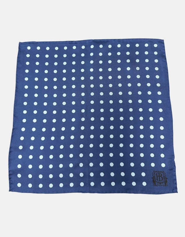 Henry Bucks - HENRY BUCKS Polka Dot Pocket Square NAVY/SKY