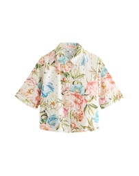 NEXT - Broderie Short Sleeve Button Down 100% Cotton Shirt