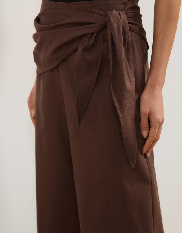 Atmos&Here - Sabrina Linen Blend Wrap Belt Pants