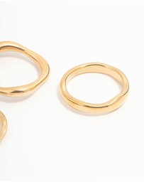 Lovisa - Waterproof Gold Plated Stainless Steel Organic Rings 3-Pack