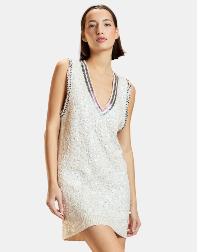 Cynthia Rowley - Sequin V-Neck Mini Knit Dress